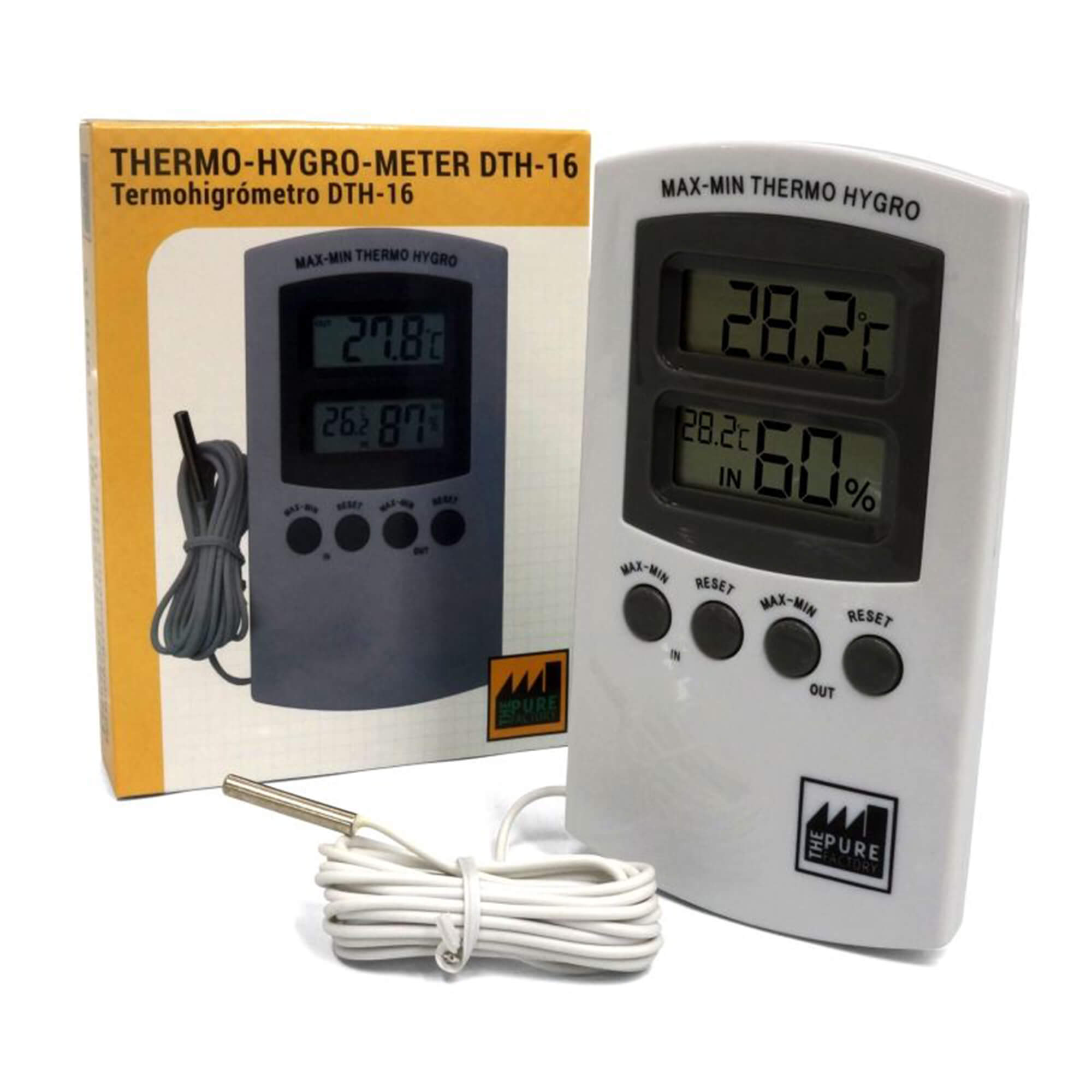 Termohigrometro c/ sonda Pure Factory DTH-16